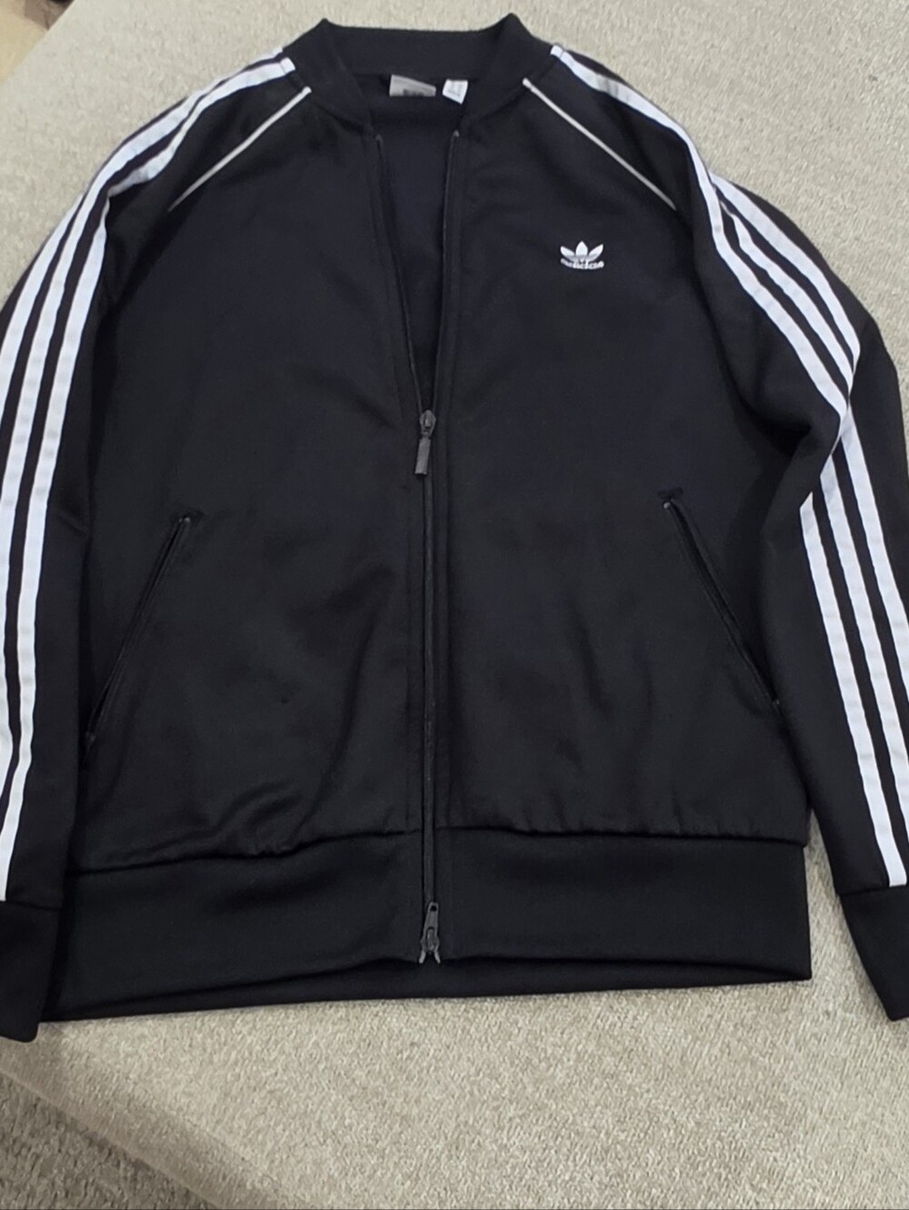 adidas Black Track Jacket with White Signature Three Stripes
